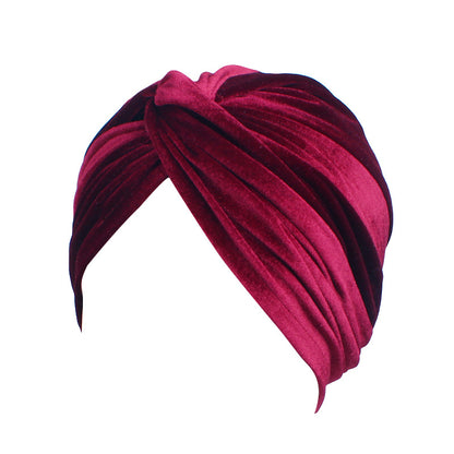 Cross-border velvet ethnic cap warm chemotherapy cap headscarf cap cross twist cap Amazon TJM-263