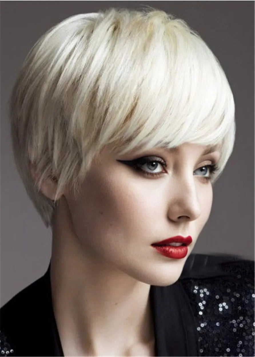 Short Cut Chopp Straight Human Hair Capless Wigs 10 Inches