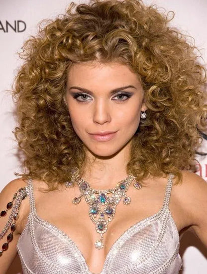 Medium Curly 16 Inches 100% Human Remy Hair Full Lace Wigs