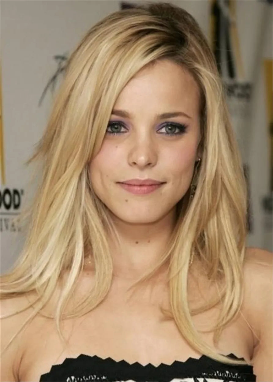 Women's Blonde Color Natural Straight Human Hair Full Lace Wig 22Inches