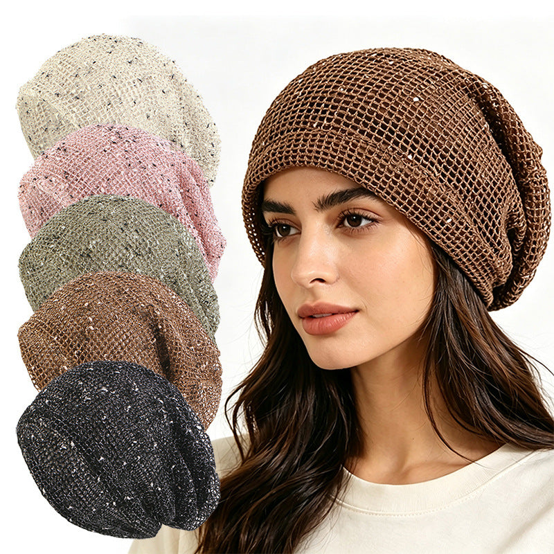 Cross border new breathable cotton and linen mesh hat, headscarf hat, twisted braid hat, double-layer pullover hat JDU-59