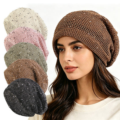 Cross border new breathable cotton and linen mesh hat, headscarf hat, twisted braid hat, double-layer pullover hat JDU-59