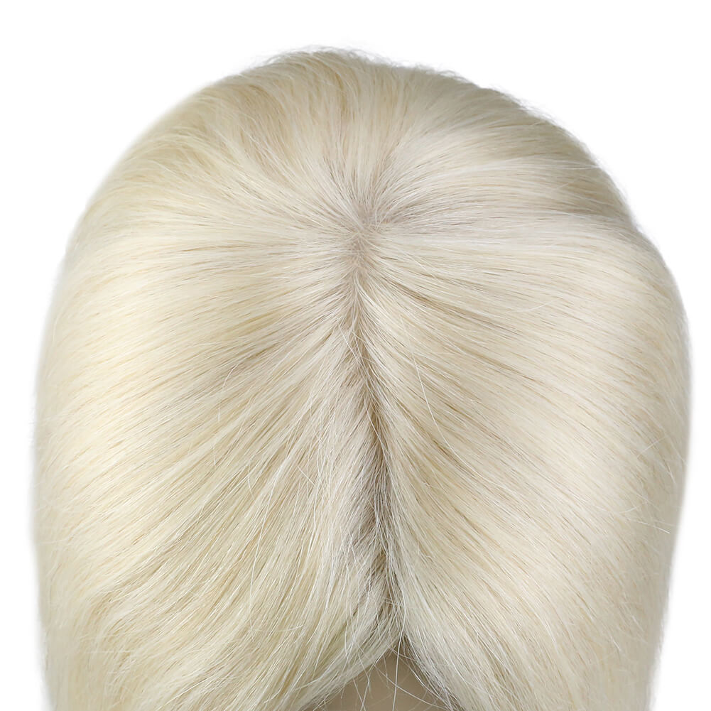 Hair Topper Real Human Hair 5"*5" Base Platinum Blonde