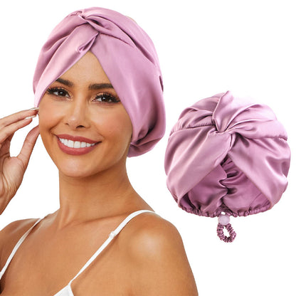 Adjustable Buckle Imitation Silk Cross Nightcap, Twisted Turban Cap, Head Wrap Cap, Hair Care Hat Jdt-473-2