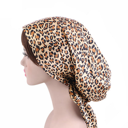 Cross-border source satin printed turban women's bandage turban hat pastoral style streamer braid hat TJM-226