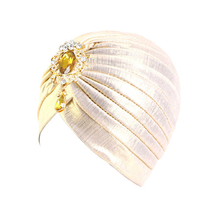 Cross-border retro alloy pendant retro pleated bronzing turban hat turban indian hat JDT-413A