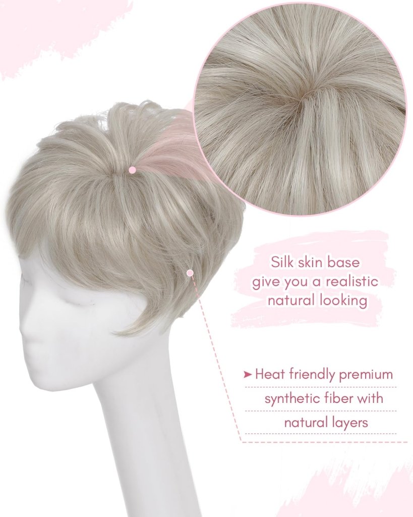 Hair Topper Short Pixie Cut Pieces for Women with Thinning Human Hair Wigs