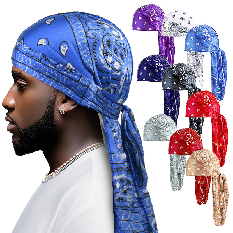 European and American Fashion Cashew Flower Amoeba Printing Silk Thin Pirate Hat Strap Tapes JDT-05-3J