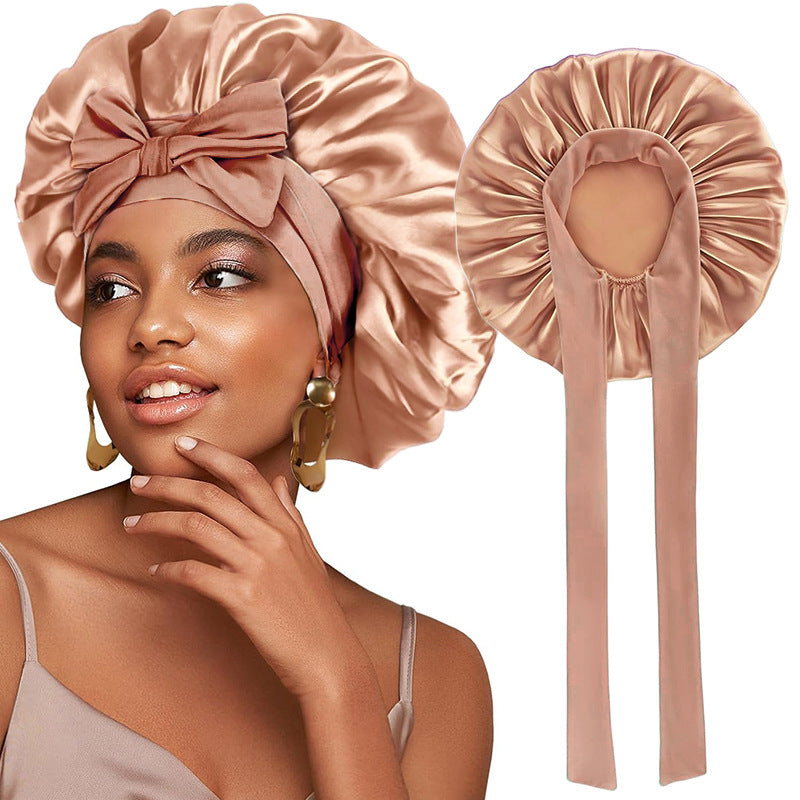 Logo Customized Satin Elastic Ribbon Nightcap Turban Hat Clothing Hat Beauty Chemotherapy Hat Jdb-301L