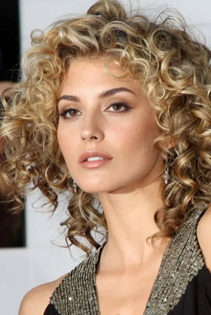 Parrucche frontali in pizzo riccio corto sciolto con veri capelli umani da 14 pollici