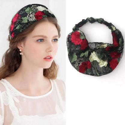Women's Korean Style Floral Pattern Lace Material Hair Band Hair Accessories for Gift