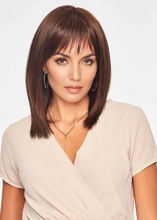 Women's Tapered Layers Classic Cut Wig With Fringe Straight Synthetic Hair Capless Wigs 14Inch