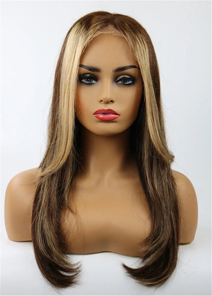 Top Quality Romantic Hairstyle Long Straight Full Lace Wig 100% Human Hair 22 Inches