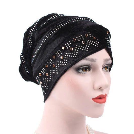 Pure Color Twist Rhinestone Women Turban