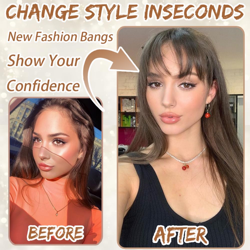 Hair Toppers for Women Real Human Hair, Bangs Hair Clip 360° 3D Cover Human Hair Topper with Bangs