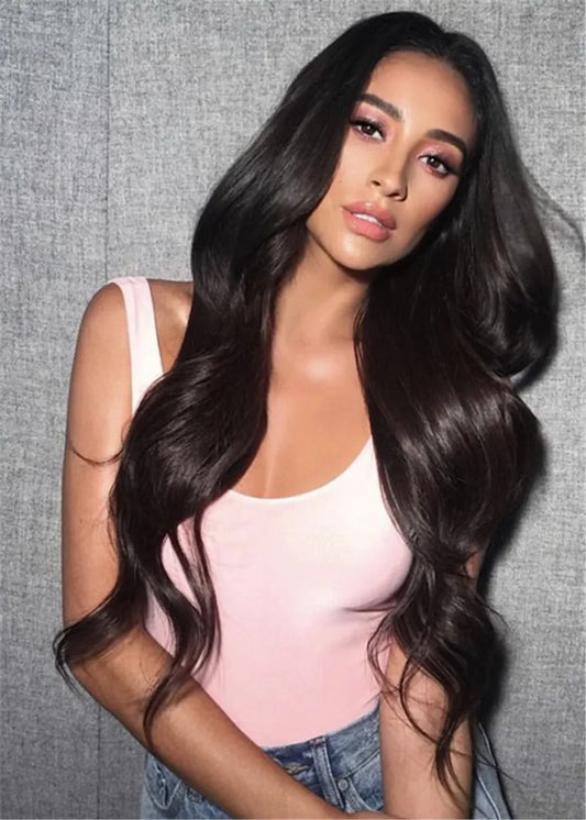 Long Wavy Human Hair Lace Front Wig 26 Inches