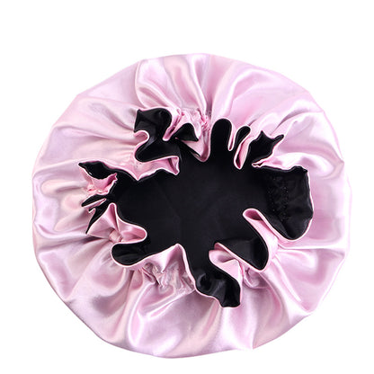 Auricularie Edge Color Solid Color Double Layer Nightcap Contrast Color Tapis Hat Silk Beauty Care Cap JDB-443A-2