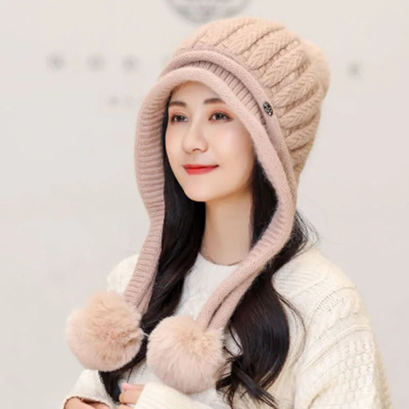 Women's Plain Pattern Brimless Woolen Yarn Tall Crown Knitted Hats
