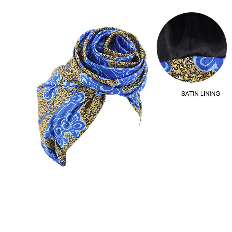 European and American Trendy Satin-Lined Turban Hat, Floral Hat, Amazon Headwrap Hat