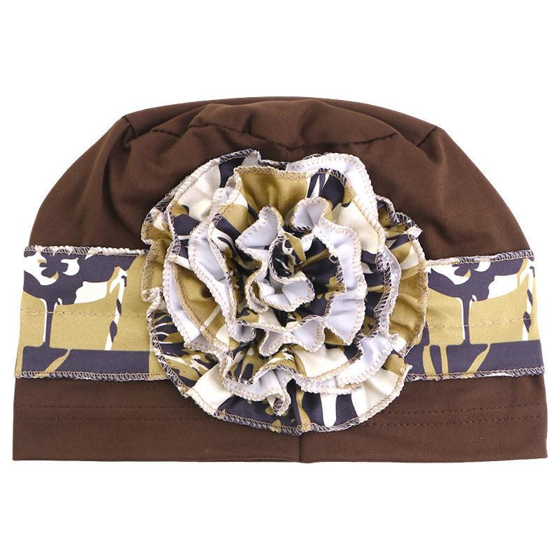 Amazon's New Hat with Large Floral Pattern on the Side, Headscarf Hat, Hair Loss Cap, Postpartum Head Wrap Hat Jdt-515