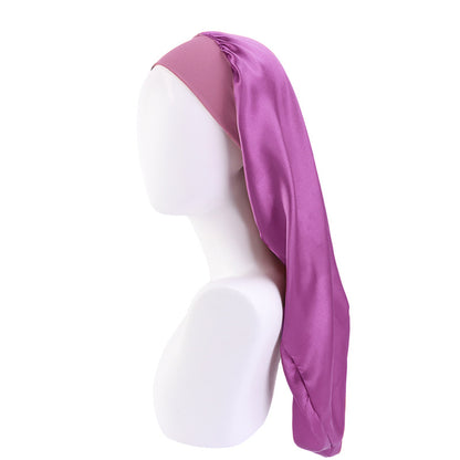 AliExpress Hot Sale High Stretch Wide-brimmed Long Barrel Hat Imitation Silk Stretch Nightcap Headscarf Hat