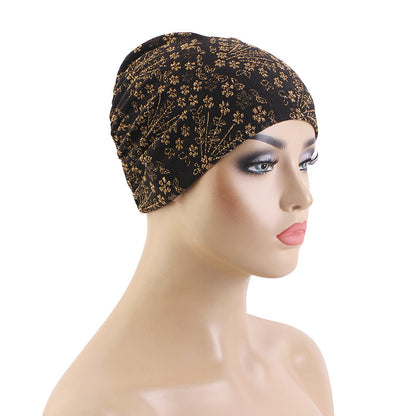 New Cross-Border Style Shiny Breathable Base Cap, Headscarf Hat, Turban Hat, Printed Hat Jdt-525