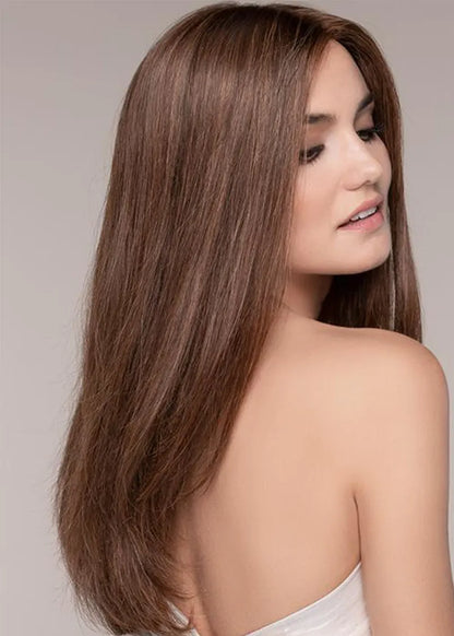 Women's Long Length Slik Straight Human Hair Capless Wigs 24Inch