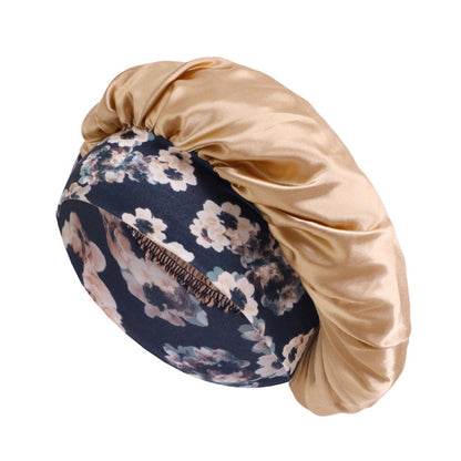 African style printed elastic wide-brimmed satin nightcap beauty makeup hair care hat JDB-405B-3