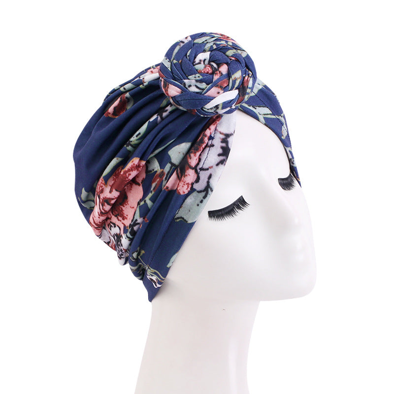 Pastoral Print Twist Braid Ball Twist Cap Snail Plate Flower Cap African Cloth Cap JDT-342C