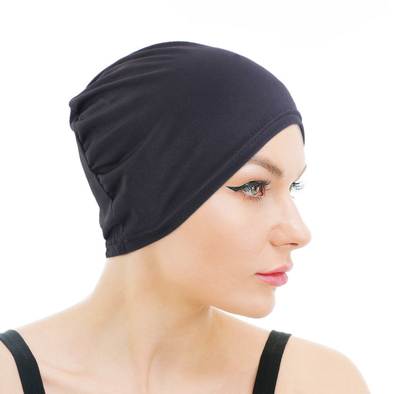 Cross-Border Hot-Selling Base Cap, Elastic Headscarf Hat, Head Wrap Hat, Solid Color Hair Protection Hat Tjm-262-1