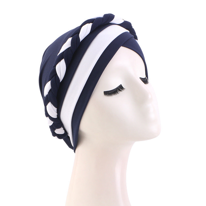 Amazon Supply Two-Color Turban Hat, Braided Chemotherapy Hat, Confinement Hat, Turban Jdt-429J