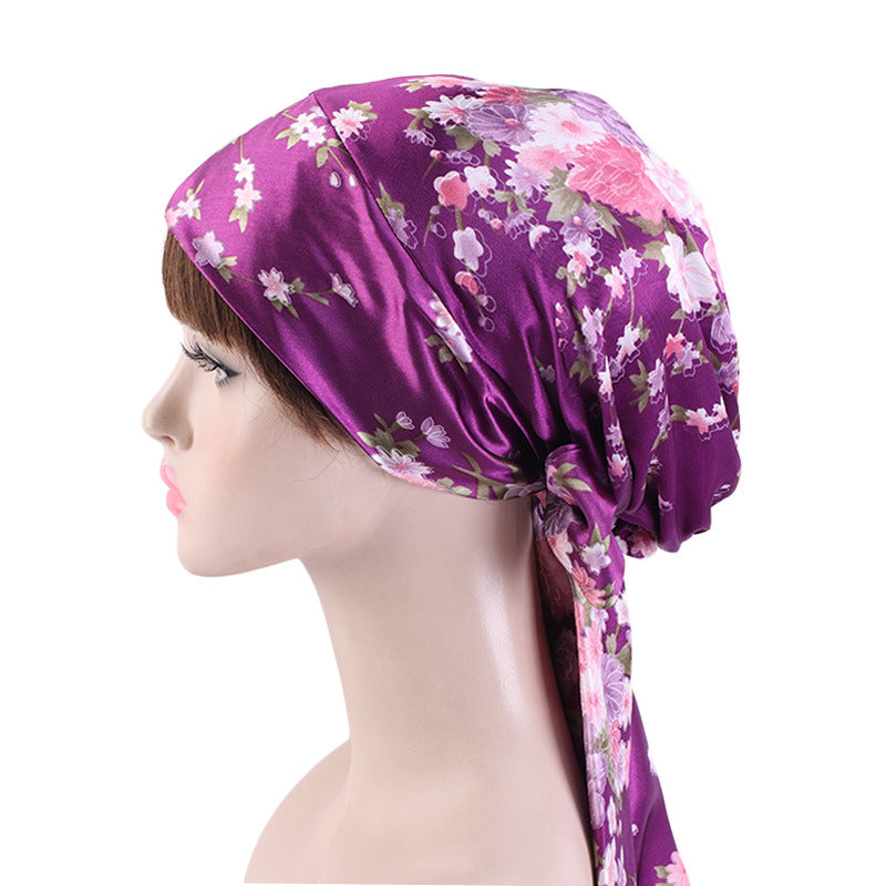 New Color Ding Hood Women's Printed Tie Tape Hat Pastoral Style Ribbon Braid Hat TJM-226