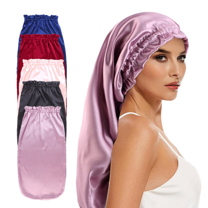 Cross-Border Amazon New Fungus Lace Imitation Silk Long Hat Beauty Hair Care Hat Turban Hat Nightcap