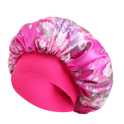 Amoeba wide-brimmed elastic hair band nightcap satin round CAP Beauty hair cap shower cap satin bonnet