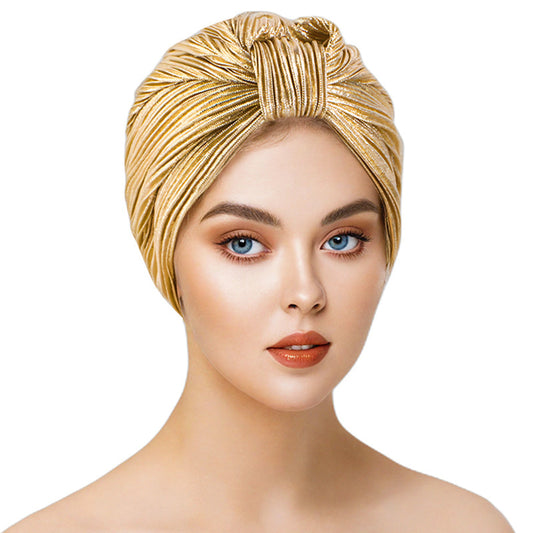 Bronzing Pleated Knotted Tape Hat European and American Popular Ethnic Tape Hat Hot Selling Cross-border Source JDT-79H