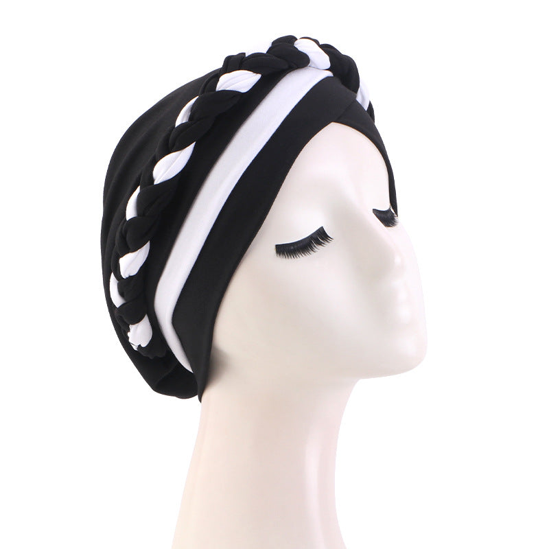 Amazon Supply Two-Color Turban Hat, Braided Chemotherapy Hat, Confinement Hat, Turban Jdt-429J