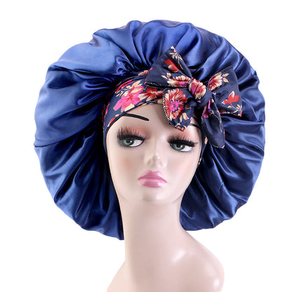 Oem Custom Printed Elastic Ribbon Satin Sleep Cap, African Headscarf Hat, Professional Sleep Cap Source Factory