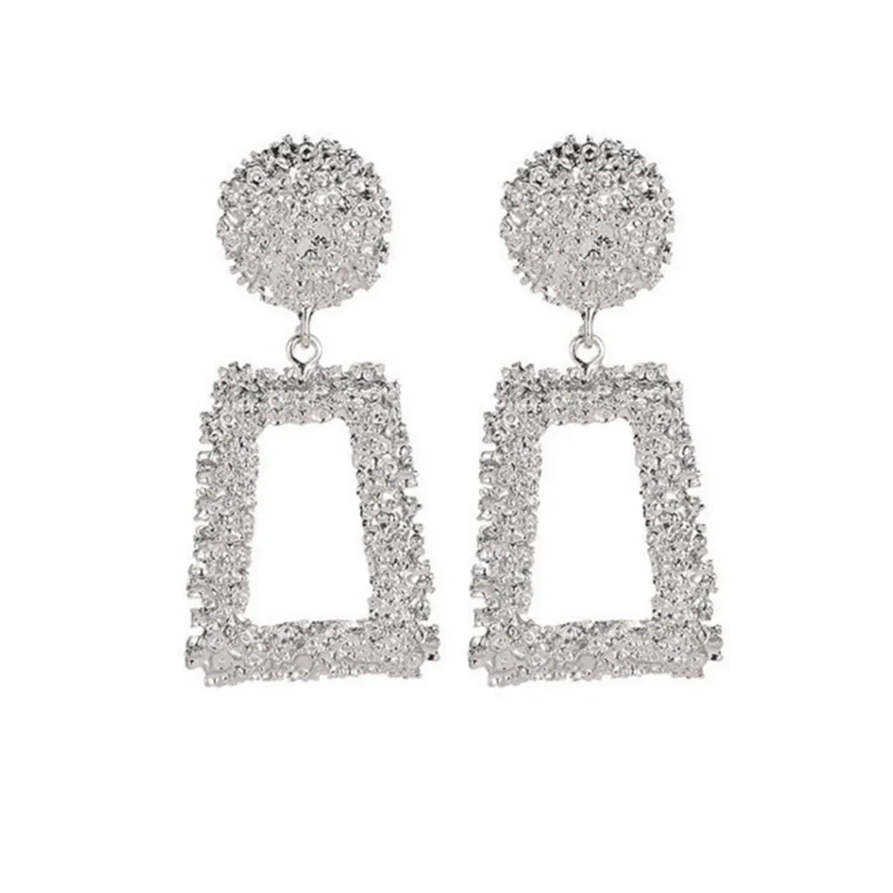 Women/Ladies Korean Style Geometric Pattern E-Plating Technic Alloy Material Drop Earrings