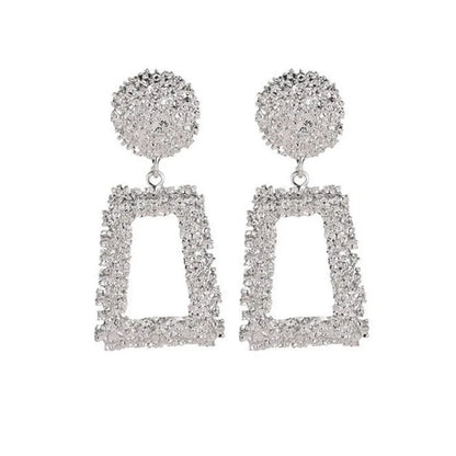 Women/Ladies Korean Style Geometric Pattern E-Plating Technic Alloy Material Drop Earrings