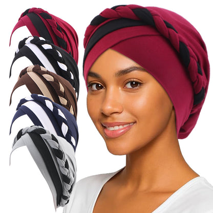 Amazon Supply Two-Color Turban Hat, Braided Chemotherapy Hat, Confinement Hat, Turban Jdt-429J