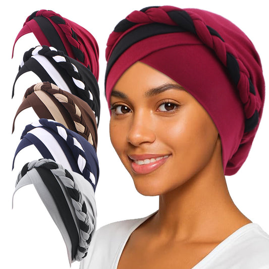 Amazon Supply Two-Color Turban Hat, Braided Chemotherapy Hat, Confinement Hat, Turban Jdt-429J