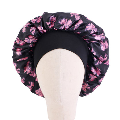 Children's Stretch Wide-brimmed Satin Nightcap Printed Hood JDKB-21A