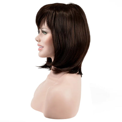 Taraji Celebrity Medium Straight Natural Black Synthetic Hair Capless Cap Wigs 12 Inches