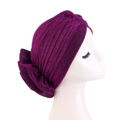 Cross-border new bright silk big flower headscarf hat ethnic style toe cap retro fashion hat TJM-322