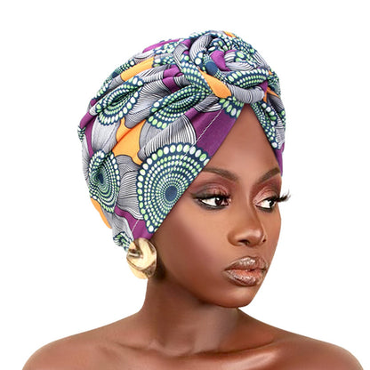 Amazon European and American ethnic style plate Flower headscarf cap elastic printing Indian cap chemotherapy cap TJM-342B