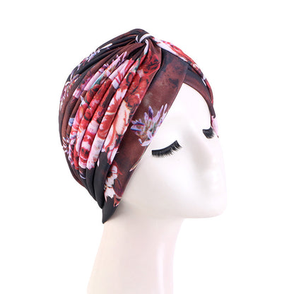 Tie-Dyed Pleated Turban Hat, Indian Hat, Base Hat, Head Wrap Hat Tjm-45