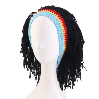 Cross-Border New Style Hand-Knitted Woolen Hat, Wig Hat, Pullover Hat, Funny Hat for Events and Gatherings Jdu-144