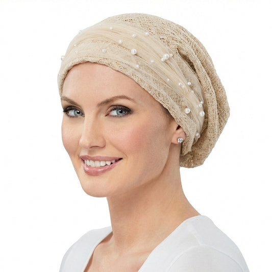 Spring and Autumn New Style Beaded Mesh Cotton Pullover Hat, Headscarf Hat, Head Wrap Cross-Border Hat Jdu-151