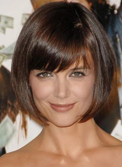 Custom 100% Human Hair Short Straight Black 8 Inches Bob Wig