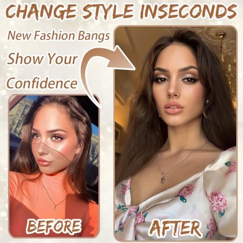 Hair Toppers for Women Real Human Hair, Bangs Hair Clip 360° 3D Cover Human Hair Topper with Bangs